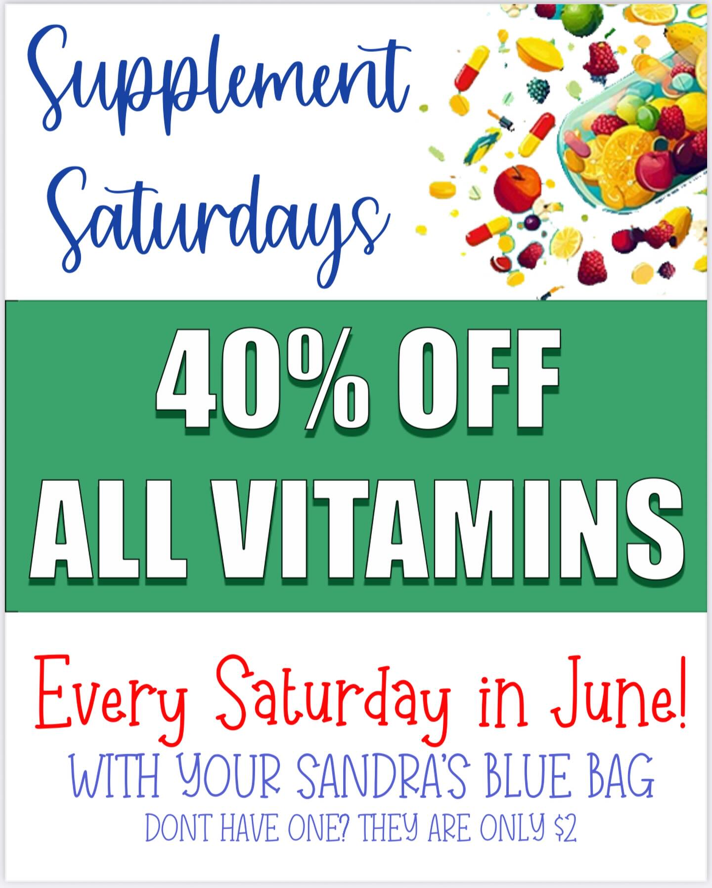 40% off supplements saturdays in june